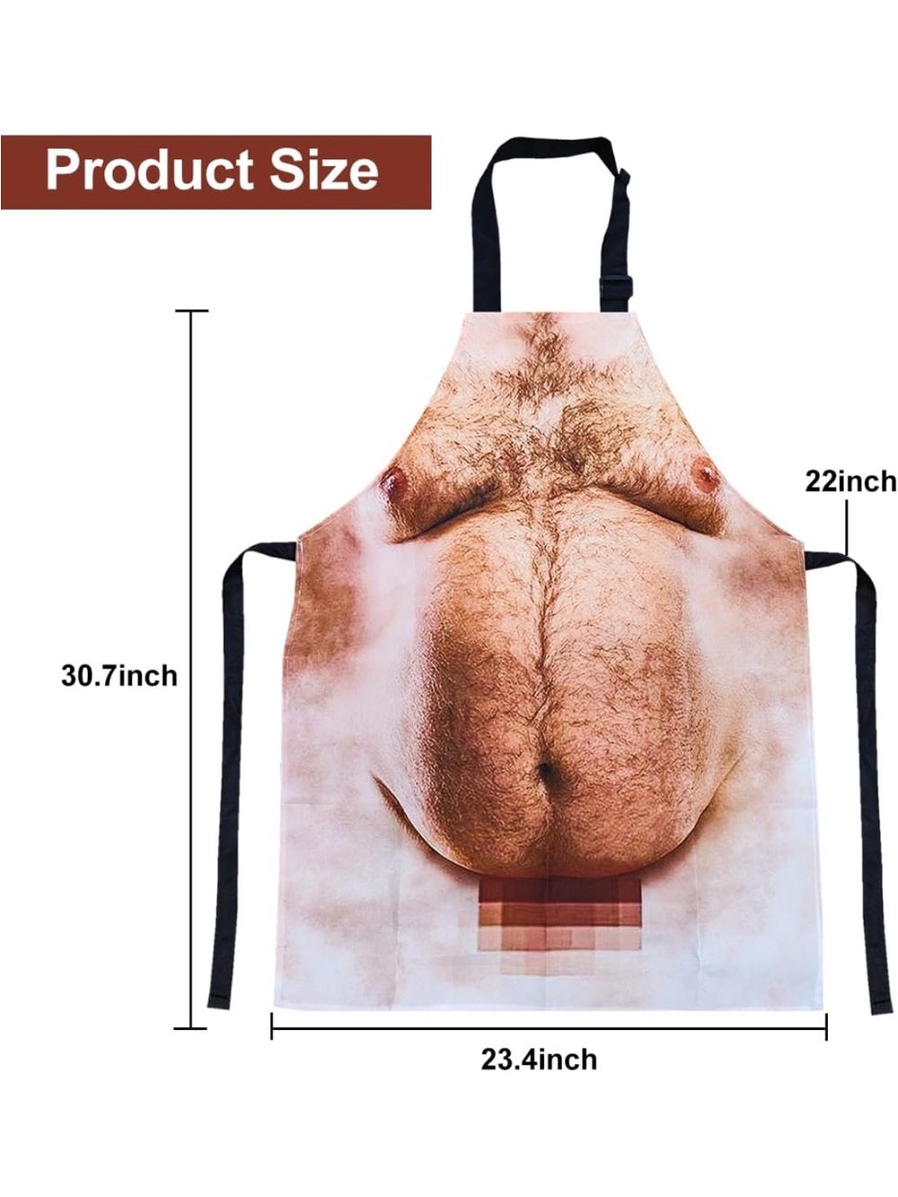 Novelty 'Beefcake' BBQ Apron - Funny Chest Print, White/Beige - Picture 2 of 4
